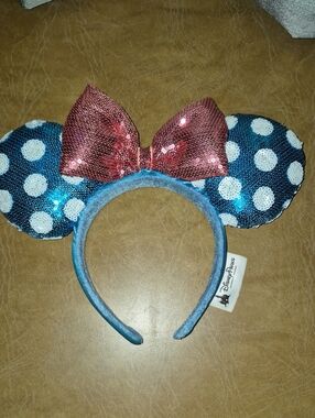Disney Parks Sequin Polka Dot Mouse Ear Headband - Blue & Pink